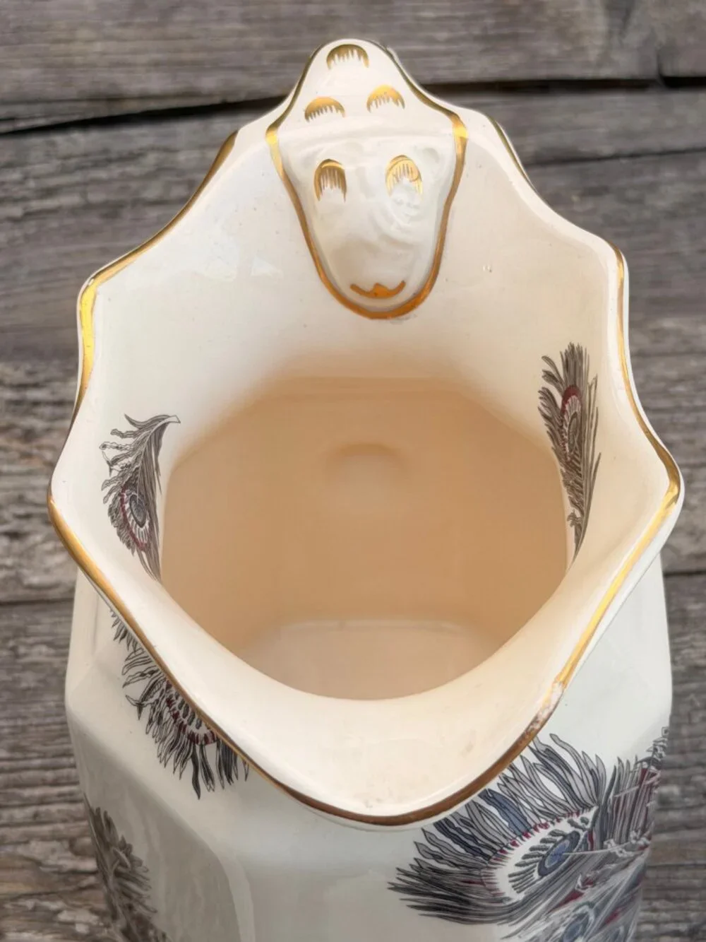 Vintage Mason’s Ironstone Hera Pitcher Liberty of London Peacock Feather ENGLAND